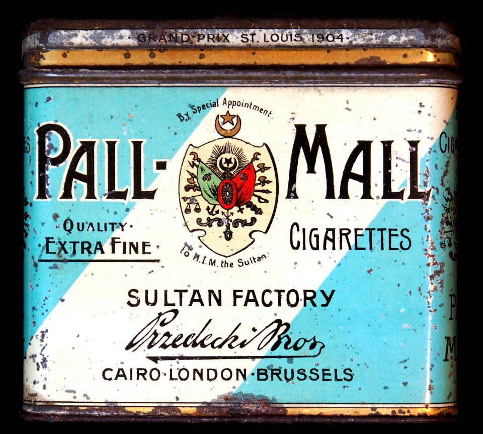 Pall-Mall blauw and white cigarettes tin, front