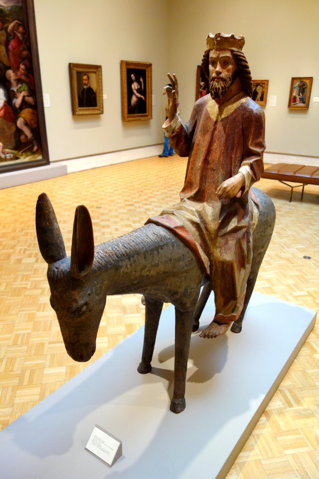 Palm Sunday Processional Figure, Christ Riding a Donkey, Austria, c. 1450, wood with polychromy - Chazen Museum of Art - DSC02015