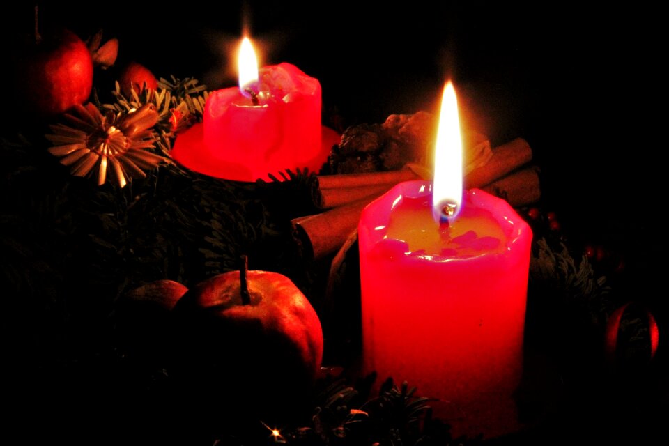 Two candles burning advent contemplative