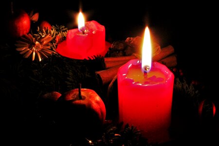 Two candles burning advent contemplative photo