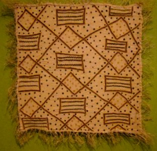 Panel, Bushong people, mid-20th century, raffia palm fiber, plain weave, openwork embroidery, and wrapping, HMA