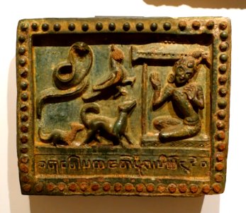 Panchuposatha Jātaka, Myanmar, Pagan, 13th century AD, glazed terracotta tile - Ethnological Museum, Berlin - DSC01903