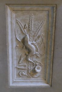 Panel depicting lizard, by Moro, marble - Kingston Lacy - Dorset, England - DSC03559