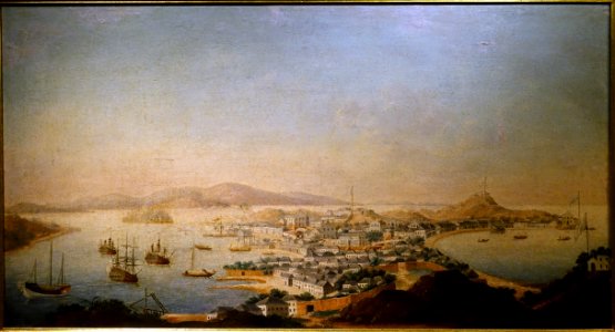 Panorama of Macau, attributed to William Anderson of Scotland, late 1700s, oil on canvas - Museu do Oriente - Lisbon, Portugal - DSC07020