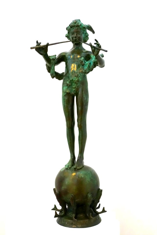 Pan of Rohallion, Charmer of Fish, by Frederick MacMonnies, modeled 1890, bronze cast 1894 - Krannert Art Museum, UIUC - DSC06283