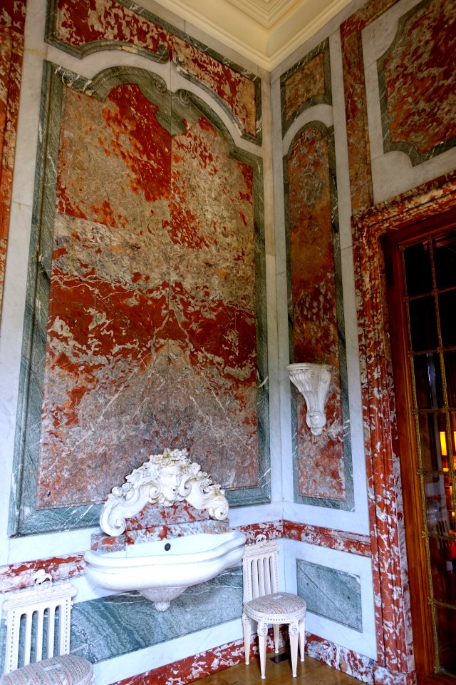 Panelling, designed by Gabriel-Hippolye Destailleur, c. 1883, marble - Waddesdon Manor - Buckinghamshire, England - DSC07619