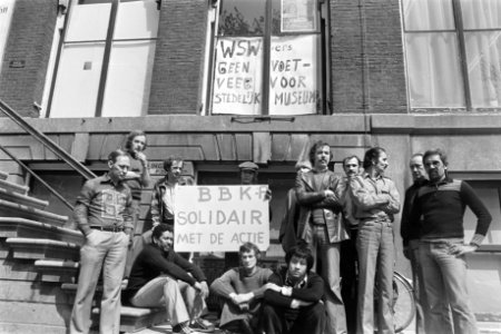 Panden BBK aan Keizersgracht in Amsterdam bezet de bezetters voor de panden, Bestanddeelnr 929-1587