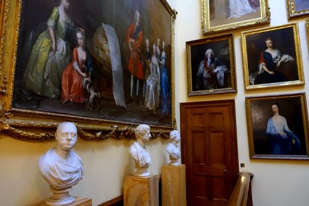 Paintings and busts - Oak Stairs, Chatsworth House - Derbyshire, England - DSC03383