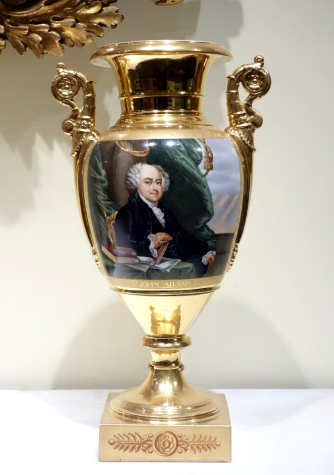 Pair of Vases (Jefferson and Adams) - John Adams - maker unknown, France or Italy, c. 1810, porcelain - - Brooklyn Museum - DSC09324