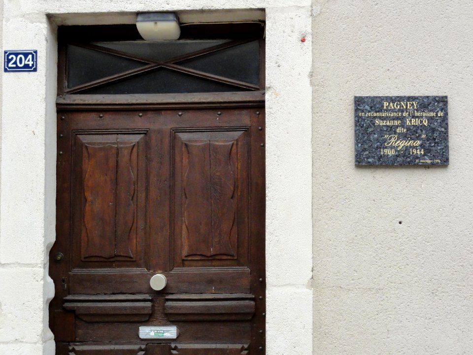 Pagney-derrière-Barine (Meurthe-et-M.) Maison Suzanne Kricq (1900-1944) plaque