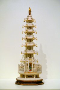 Pagoda, Guangzhou, China, c. 1800, soapstone, gold, wood, brass, silk - Peabody Essex Museum - DSC07341