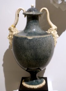 Pair of vases resembling porphyry, 1 of 2, 1769-1780, white terracotta stoneware, sponged blue-green and black oxides - Wedgwood Museum - Barlaston, Stoke-on-Trent, England - DSC09668