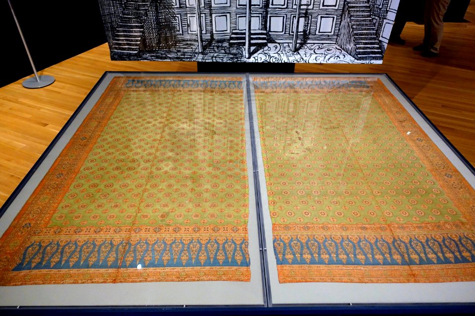 Panels, Iran, Isfahan, made for the Siamese court by commission from the Dutch East India Co, early 18th century AD, silk, metal-wrapped silk, view 1 - Textile Museum, George Washington University - DSC09869