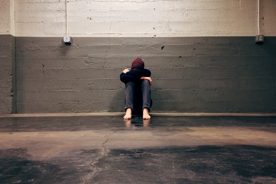Hiding alone sadness