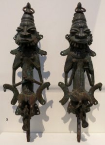 Pair of staffs, male and female couple, Yoruba people, Honolulu Museum of Art, 5969.1