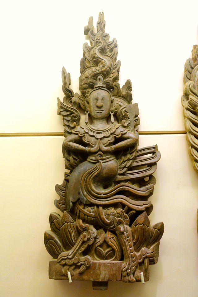 Panel with dragon and fairy motifs, Restored Le dynasty, 17th century AD, carved wood - National Museum of Vietnamese History - Hanoi, Vietnam - DSC05660