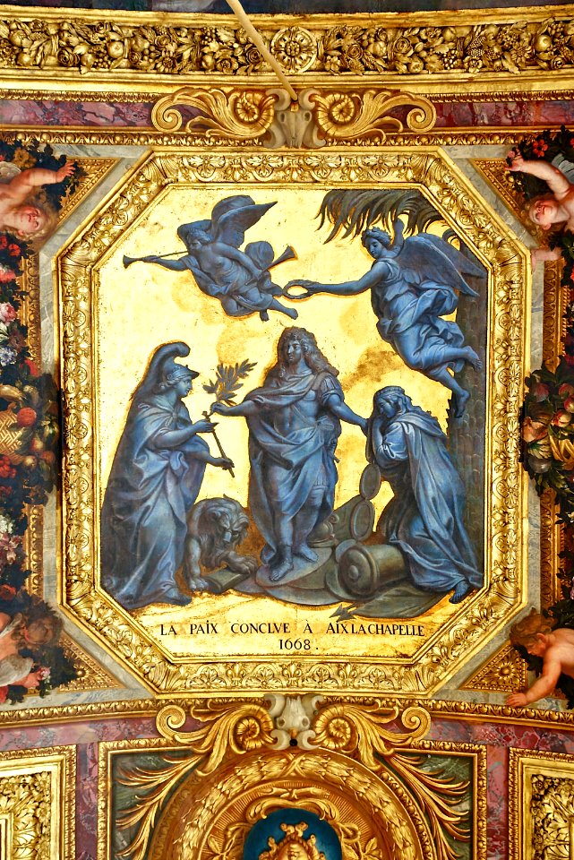 Paix conclue à Aix la Chapelle 1668 Ceiling Hall of mirrors Versailles