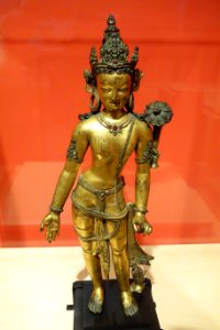 Padmapani, view 1, Nepal, 13th century, gilt bronze, semiprecious stones - Berkeley Art Museum and Pacific Film Archive - DSC04026