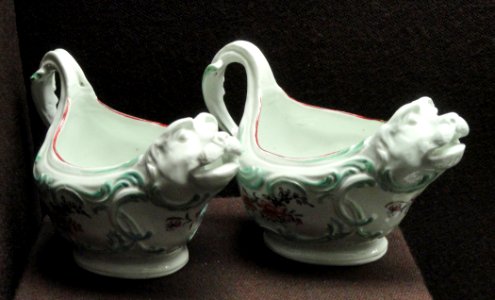 Pair of sauceboats, c. 1760-1765, William Duesbury & Co., Derby, England, glassy soft-paste porcelain, overglaze enamels - Gardiner Museum, Toronto - DSC00796 photo