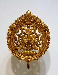 Pair of finials, 2 of 2, Tibet, 1700s AD, gilt bronze - Dallas Museum of Art - DSC04993
