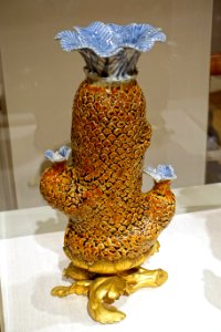 Pair of cycad tree vases, 1 of 2, Arita ware, Japan, 1675-1725 AD, porcelain, with mounts by artists in Paris, 1700s AD, gilt bronze - Peabody Essex Museum - DSC07728