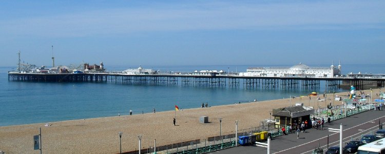 Palace Pier seen from opposite New Steine, Brighton (June 2010)