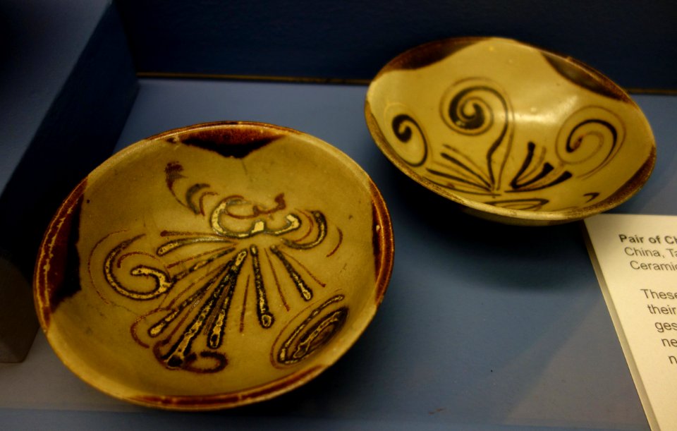 Pair of Changsha Bowls (die), China, Tang dynasty, 6180-906 AD, ceramic - Fitchburg Art Museum - DSC08759