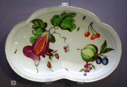 Pair of dishes with fruits and vegetables (1 of 2), Chelsea, c. 1760, soft-paste porcelain - California Palace of the Legion of Honor - DSC07614