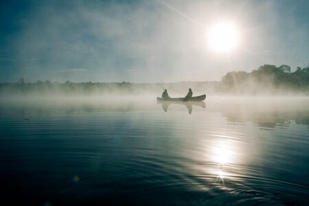 Fog foggy canoe photo