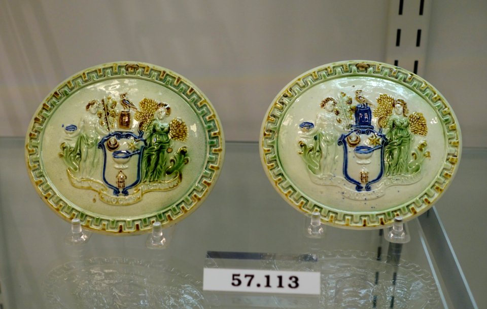 Plaques, Staffordshire, England, 1780-1800, creamware, underglaze metallic oxides, HD 57.113 - Flynt Center of Early New England Life - Deerfield, Massachusetts - DSC04521