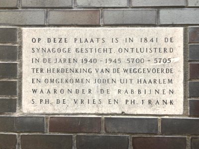 Plaquette voormalige Haarlemse synogoge