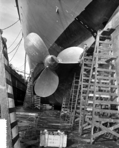 Plaatsen schroeven Ms Statendam bij Wilton Fijenoord, Bestanddeelnr 908-1171