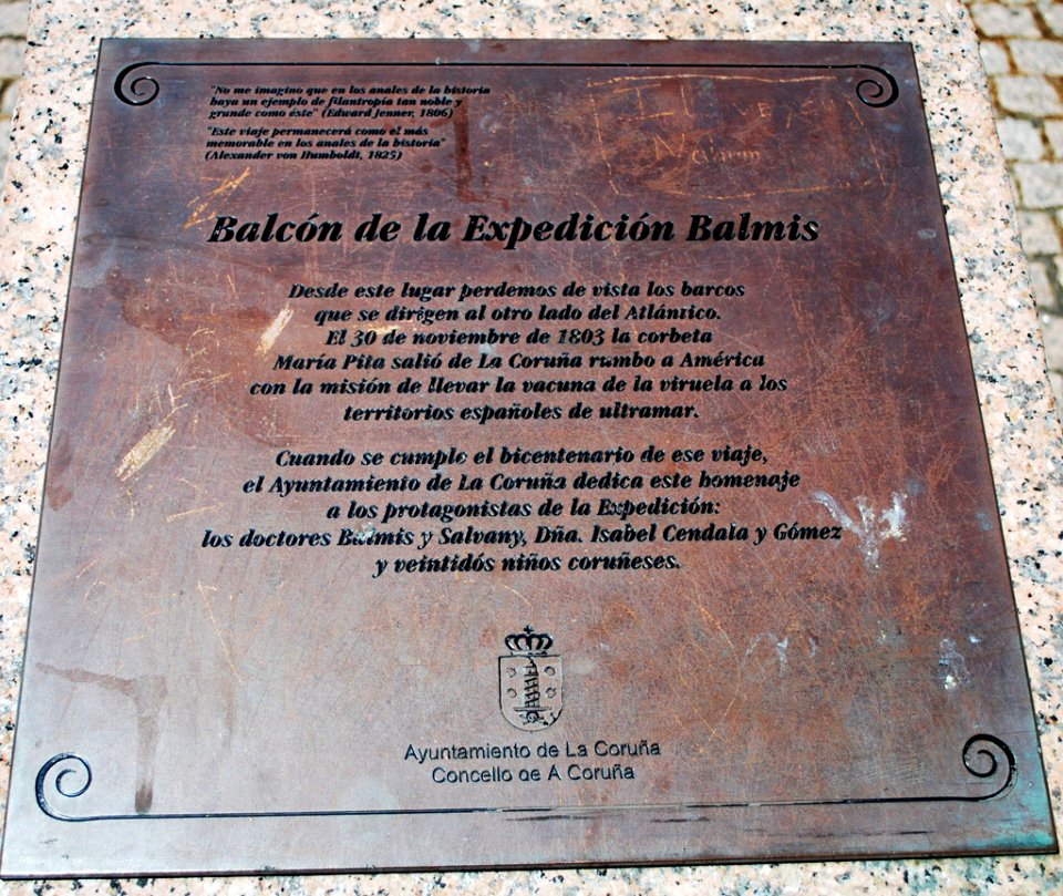 Placa aos membros da expedición Balmis