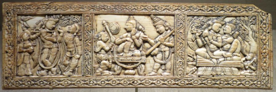 Plaque with scenes of Hinhu dieties from India, 17th century, ivory, Dayton Art Institute photo