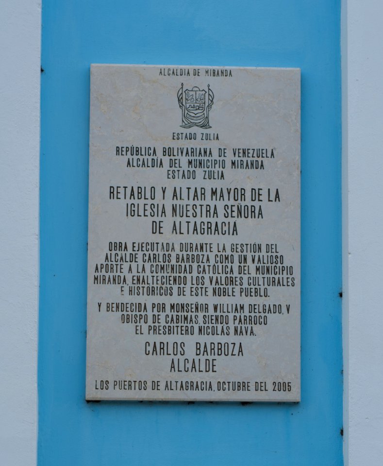 Plate in the Church of Altagracia Ports