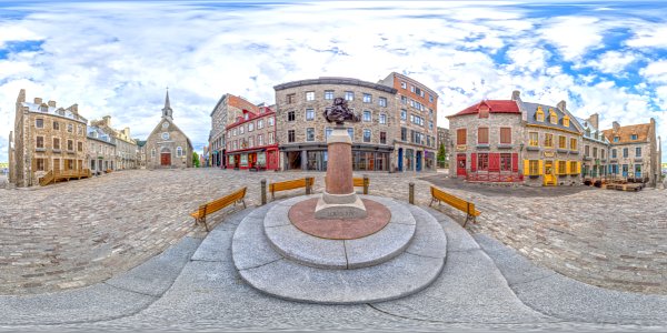 Place Royale, Vieux-Québec, Quebec ville, Canada. Projection panoramique à 360 degrés 2 photo