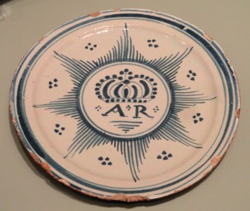 Plate commemorating Queen Anne, c. 1702-1714, London or Bristol, tin-glazed earthenware - Gardiner Museum, Toronto - DSC01267 photo