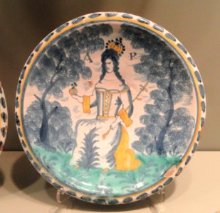 Plate commemorating Queen Anne, c. 1702-1714, London or Bristol, tin-glazed earthenware - Gardiner Museum, Toronto - DSC01263 photo