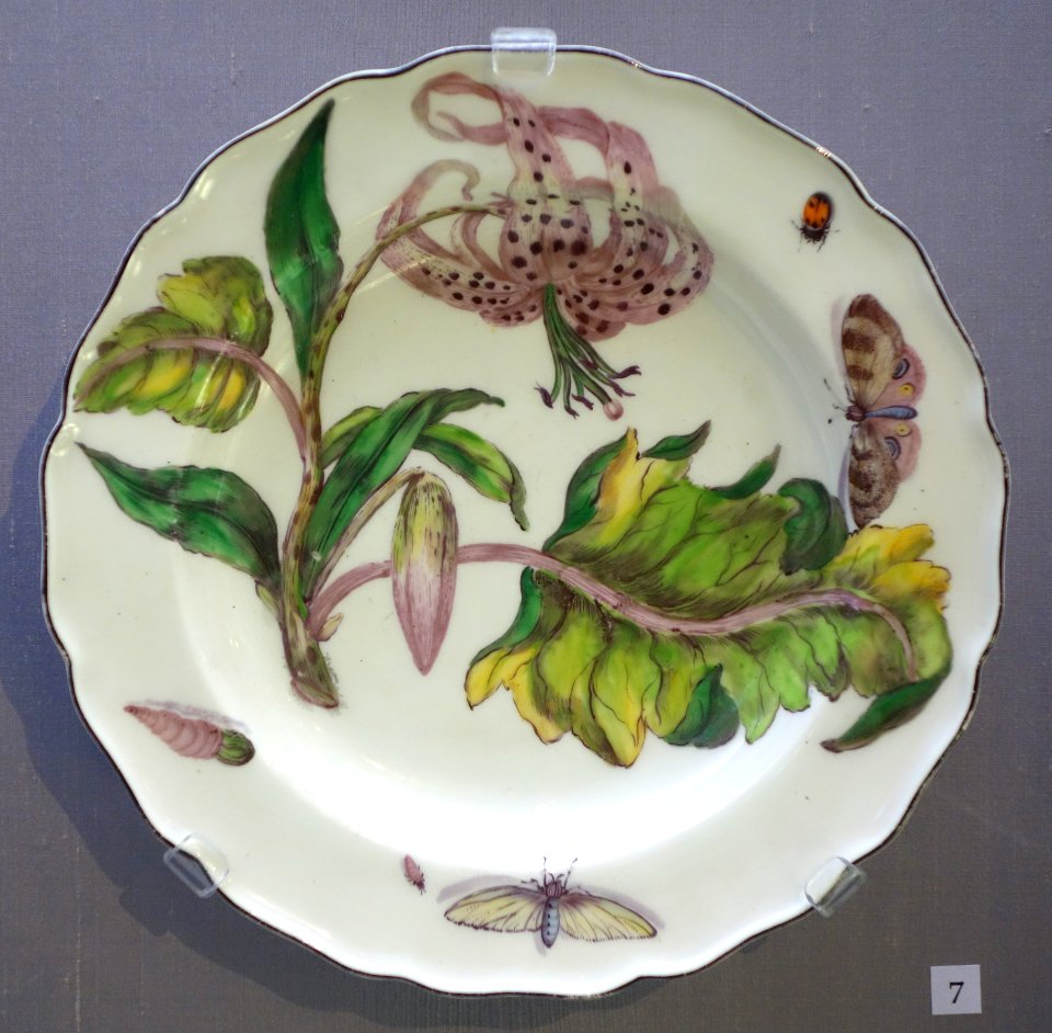 Plate with tiger lily, Chelsea, c. 1755, soft-paste porcelain - California Palace of the Legion of Honor - DSC07613