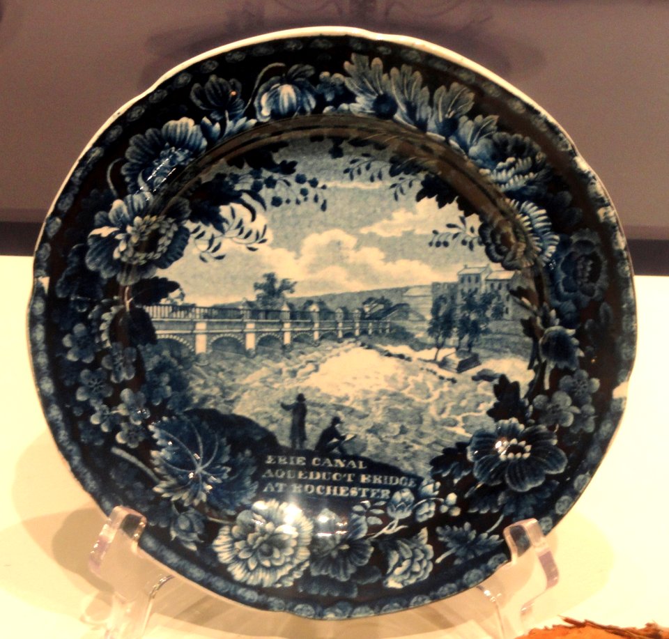 Plate with view of the Erie Canal, 1820s-1840s, made by Enoch Wood and Sons, Staffordshire, England - National Museum of American History - DSC06187