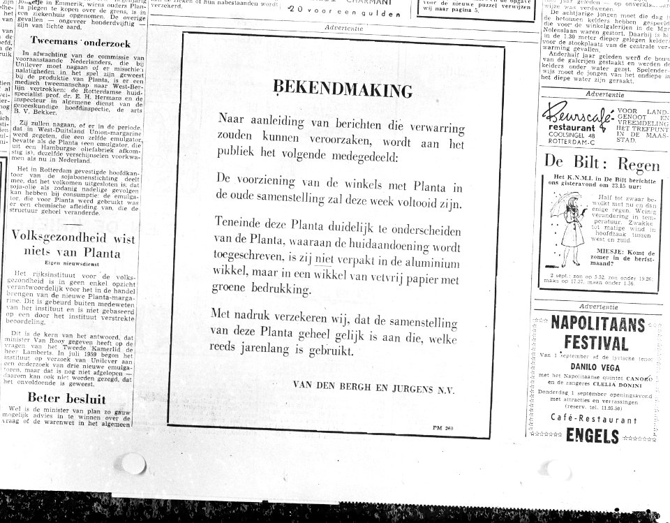 Planta-affaire diverse advertenties, Bestanddeelnr 911-5530