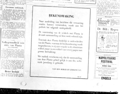 Planta-affaire diverse advertenties, Bestanddeelnr 911-5530