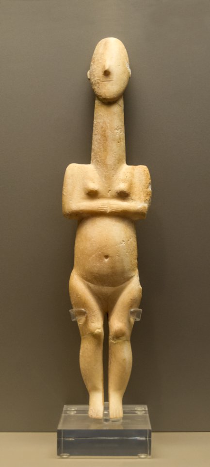 Plastira type marble female figurine, Glypha tomb 23, NAMA4762, Athens, Greece