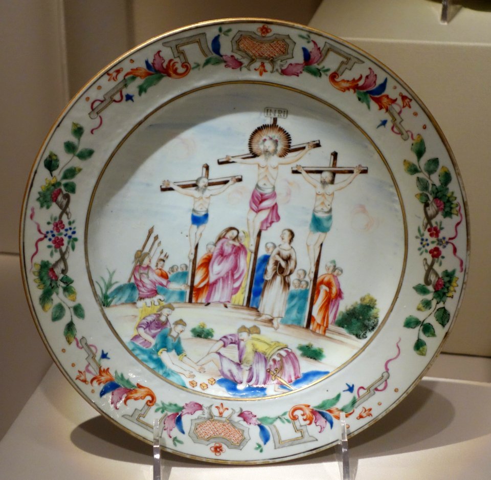 Plate for European continental market, China, c. 1750, porcelain - Chazen Museum of Art - DSC02301
