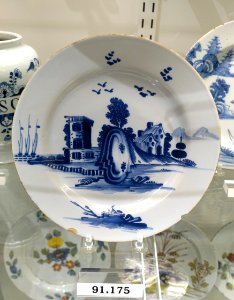 Plate, Bristol, England, possibly Redcliff Back Pottery, 1760-1770, tin-glazed earthenware, HD 91.175 - Flynt Center of Early New England Life - Deerfield, Massachusetts - DSC04329