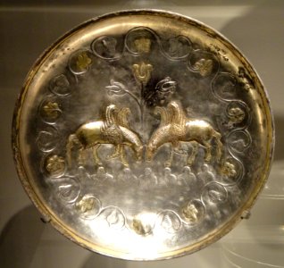 Plate with winged horses, Iran, Sasanian period, 7th century AD, silver and gilt - Arthur M. Sackler Gallery - DSC05849