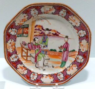 Plate with enameled Mandarin decoration, China, c. 1770-1780, porcelain - Krannert Art Museum, UIUC - DSC06596