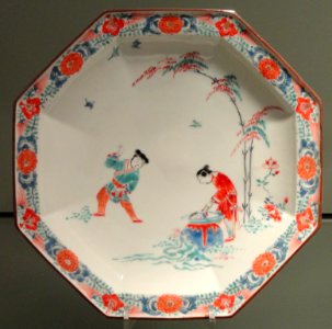 Plate with Shiba Onko Design, c. 1680-1700, Arita, hard-paste porcelain with overglaze enamels - Gardiner Museum, Toronto - DSC00568