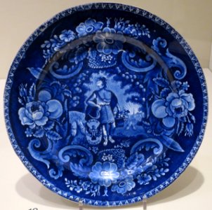 Plate with scene depicting 'Peace and Plenty' with symbols of the new democracy, J. & R. Clews, Dayton Art Institute