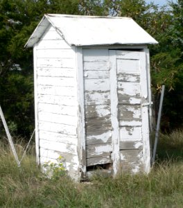 Pleasant Ridge Church (Phillips Co, KS) outhouse from SW 1